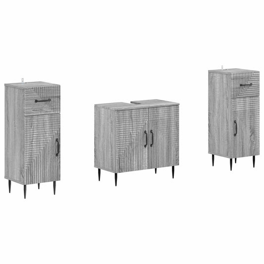 2 Piece Bathroom Cabinet Set HAARLEM Grey Sonoma