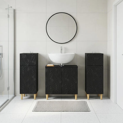 3 Piece Bathroom Cabinet Set DELFT Black Engineered Wood