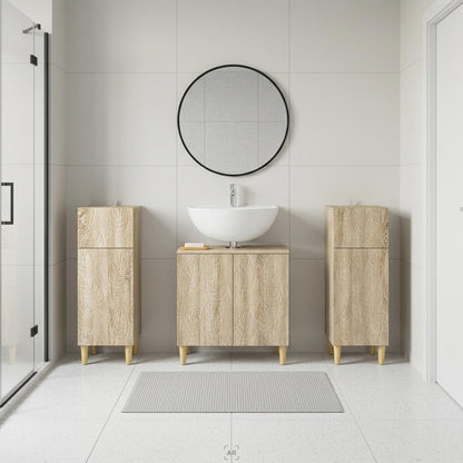 3 Piece Bathroom Cabinet Set DELFT Sonoma Oak Engineered Wood