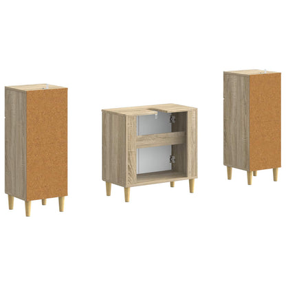 3 Piece Bathroom Cabinet Set DELFT Sonoma Oak Engineered Wood