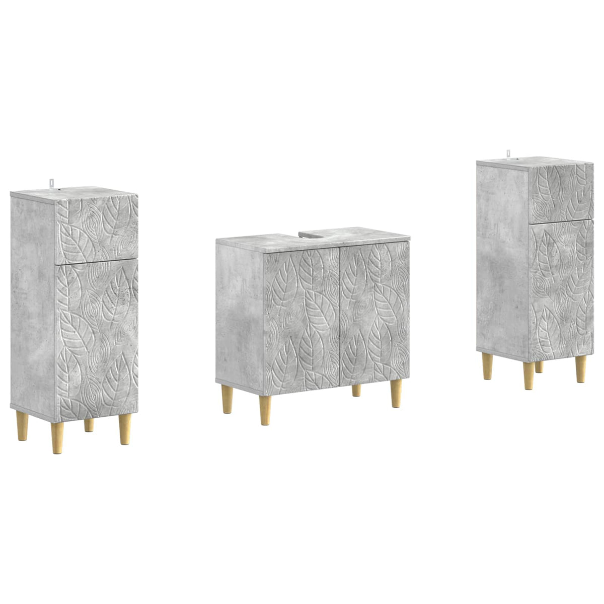 3 Piece Bathroom Cabinet Set DELFT 3 pcs Concrete Grey
