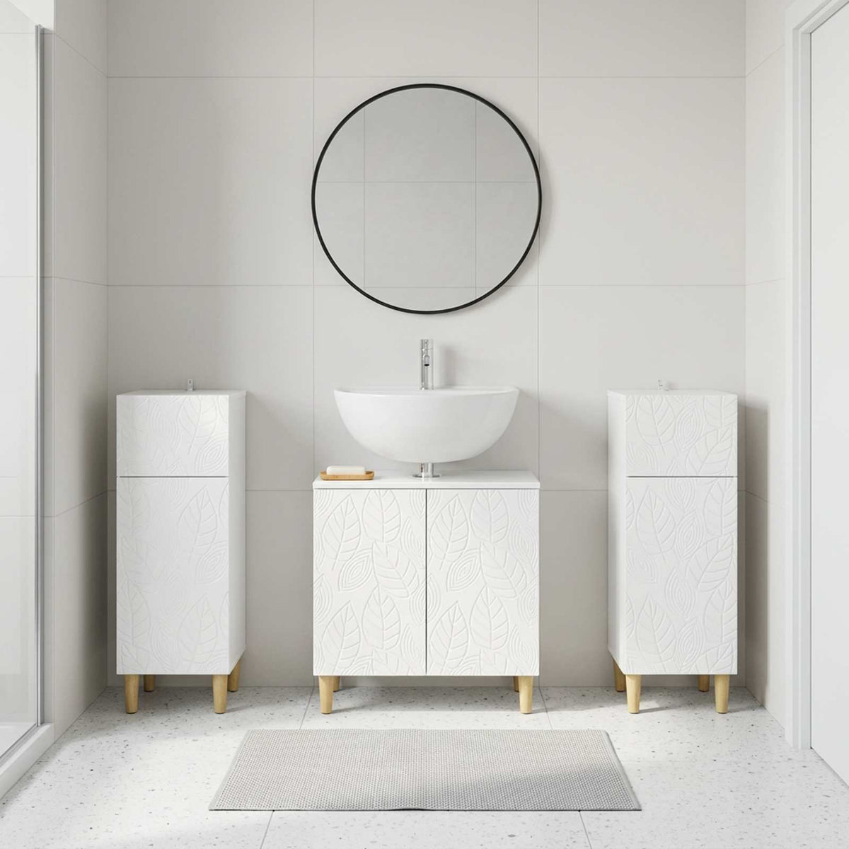 3 Piece Bathroom Cabinet Set DELFT High Gloss White