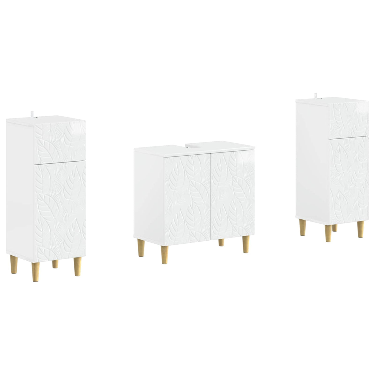 3 Piece Bathroom Cabinet Set DELFT High Gloss White