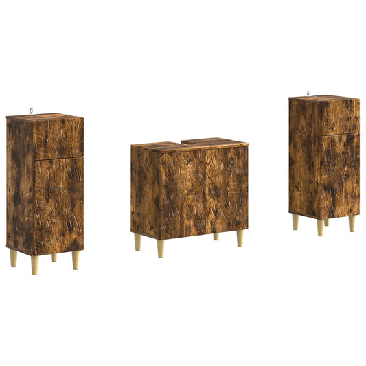 2 Piece Bathroom Cabinet Set DELFT Smoked Oak Engineered Wood
