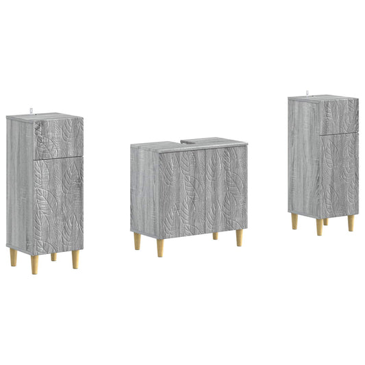 2 Piece Bathroom Cabinet Set DELFT Grey Sonoma Engineered Wood
