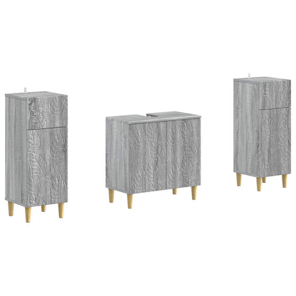 3 Piece Bathroom Cabinet Set DELFT Grey Sonoma Engineered Wood