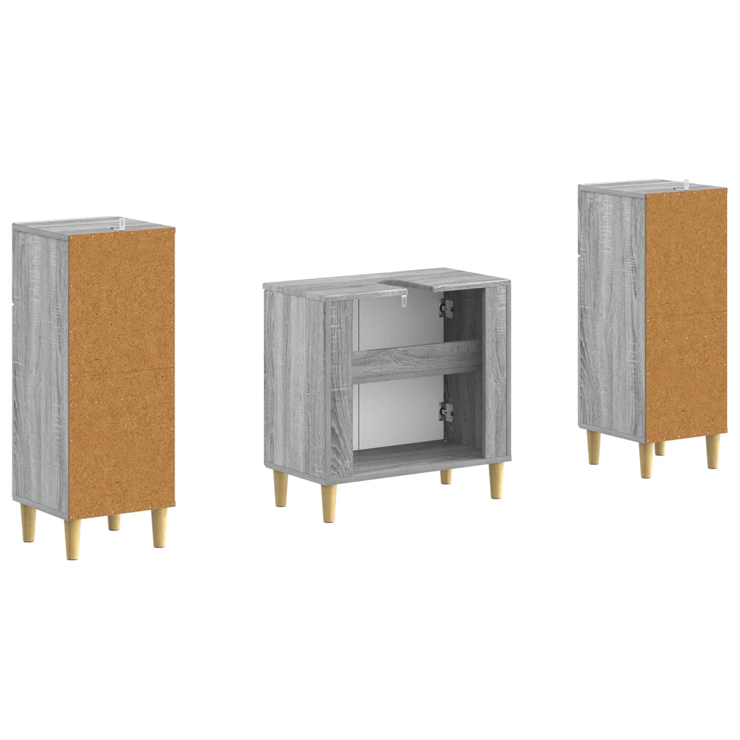 2 Piece Bathroom Cabinet Set DELFT Grey Sonoma Engineered Wood