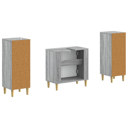 3 Piece Bathroom Cabinet Set DELFT Grey Sonoma Engineered Wood