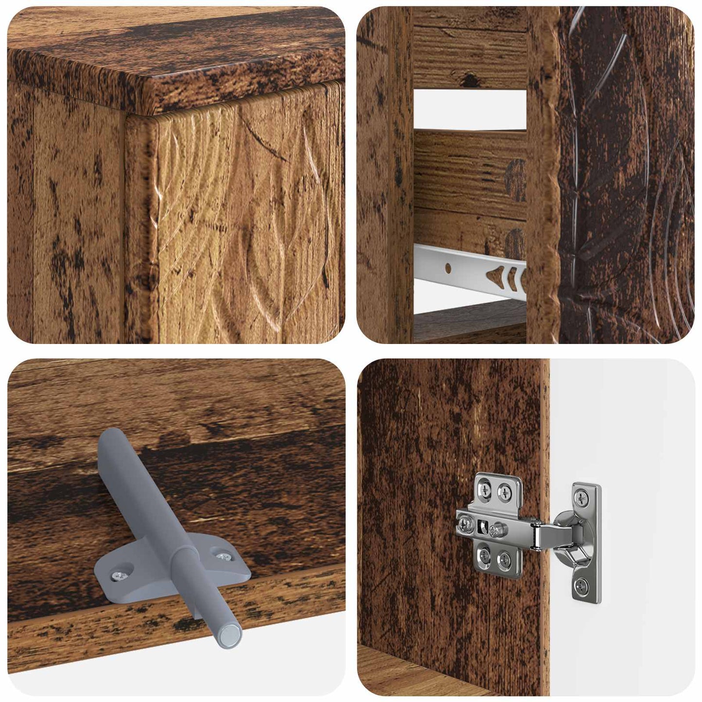 3 Piece Bathroom Cabinet Set DELFT Old Wood Engineered Wood