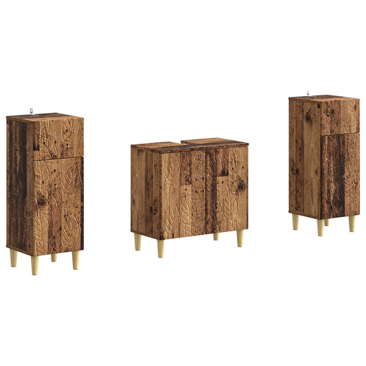 2 Piece Bathroom Cabinet Set DELFT Old Wood Engineered Wood