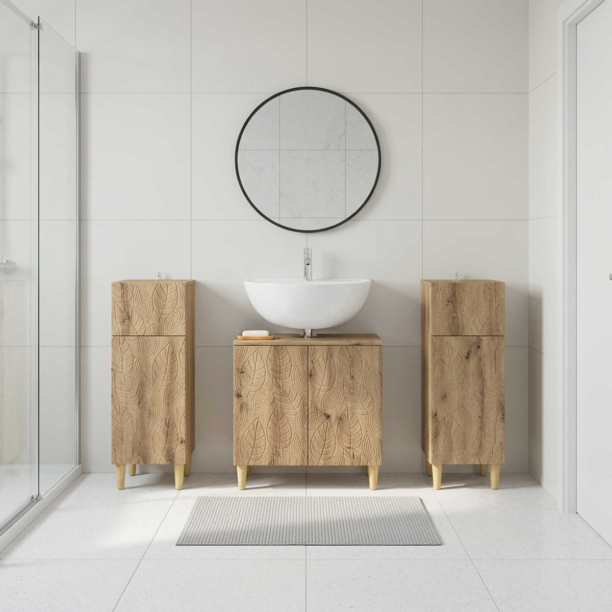3 Piece Bathroom Cabinet Set DELFT 3 pcs Artisan Oak