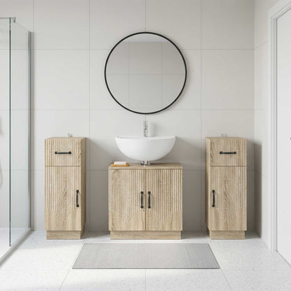3 Piece Bathroom Cabinet Set HOORN 3 pcs Sonoma Oak