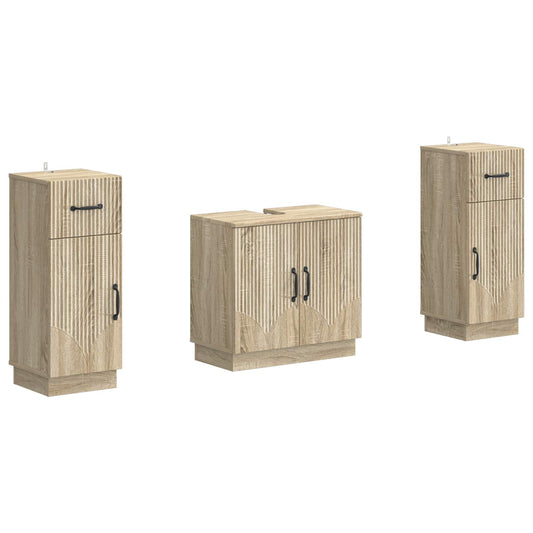 2 Piece Bathroom Cabinet Set HOORN Sonoma Oak Engineered Wood