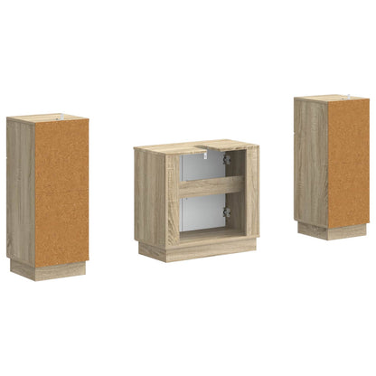 2 Piece Bathroom Cabinet Set HOORN Sonoma Oak Engineered Wood