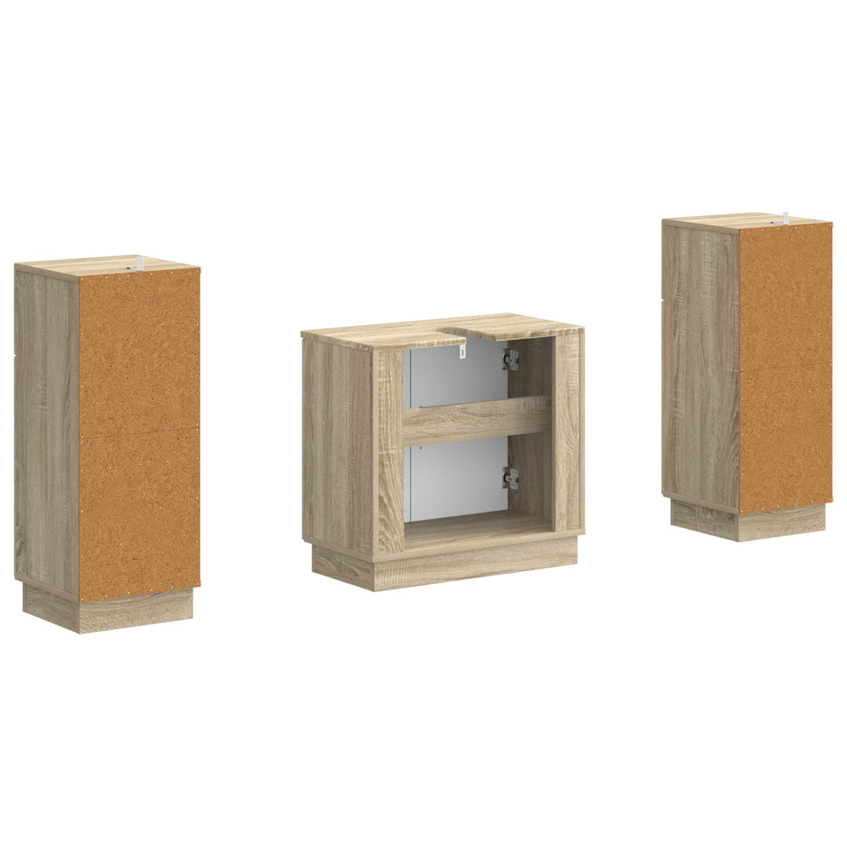 3 Piece Bathroom Cabinet Set HOORN 3 pcs Sonoma Oak