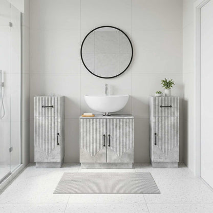 3 Piece Bathroom Cabinet Set HOORN 3 pcs Concrete Grey