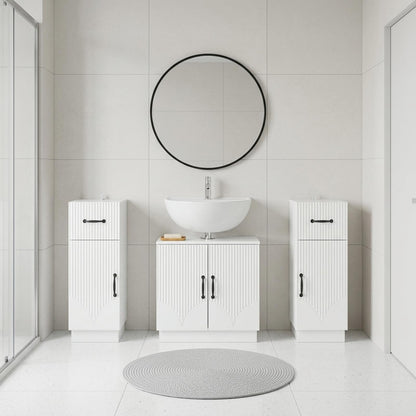 3 Piece Bathroom Cabinet Set HOORN High Gloss White