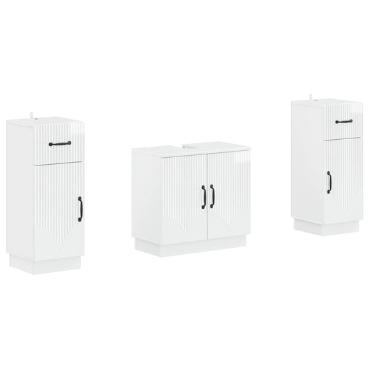 2 Piece Bathroom Cabinet Set HOORN High Gloss White