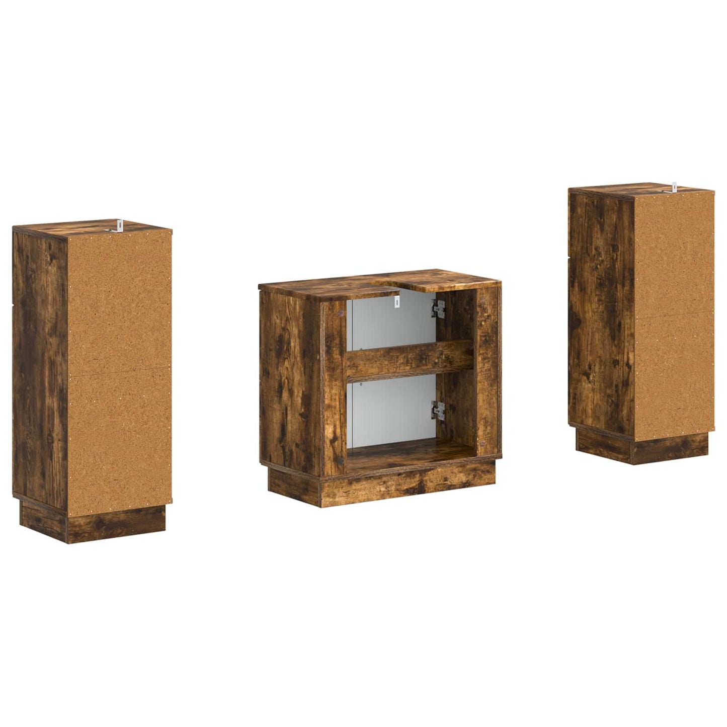 2 Piece Bathroom Cabinet Set HOORN Smoked Oak Engineered Wood