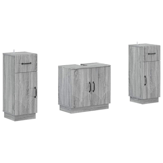 2 Piece Bathroom Cabinet Set HOORN Grey Sonoma Engineered Wood