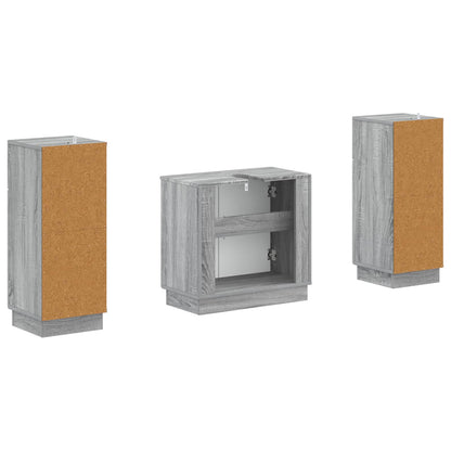 2 Piece Bathroom Cabinet Set HOORN Grey Sonoma Engineered Wood