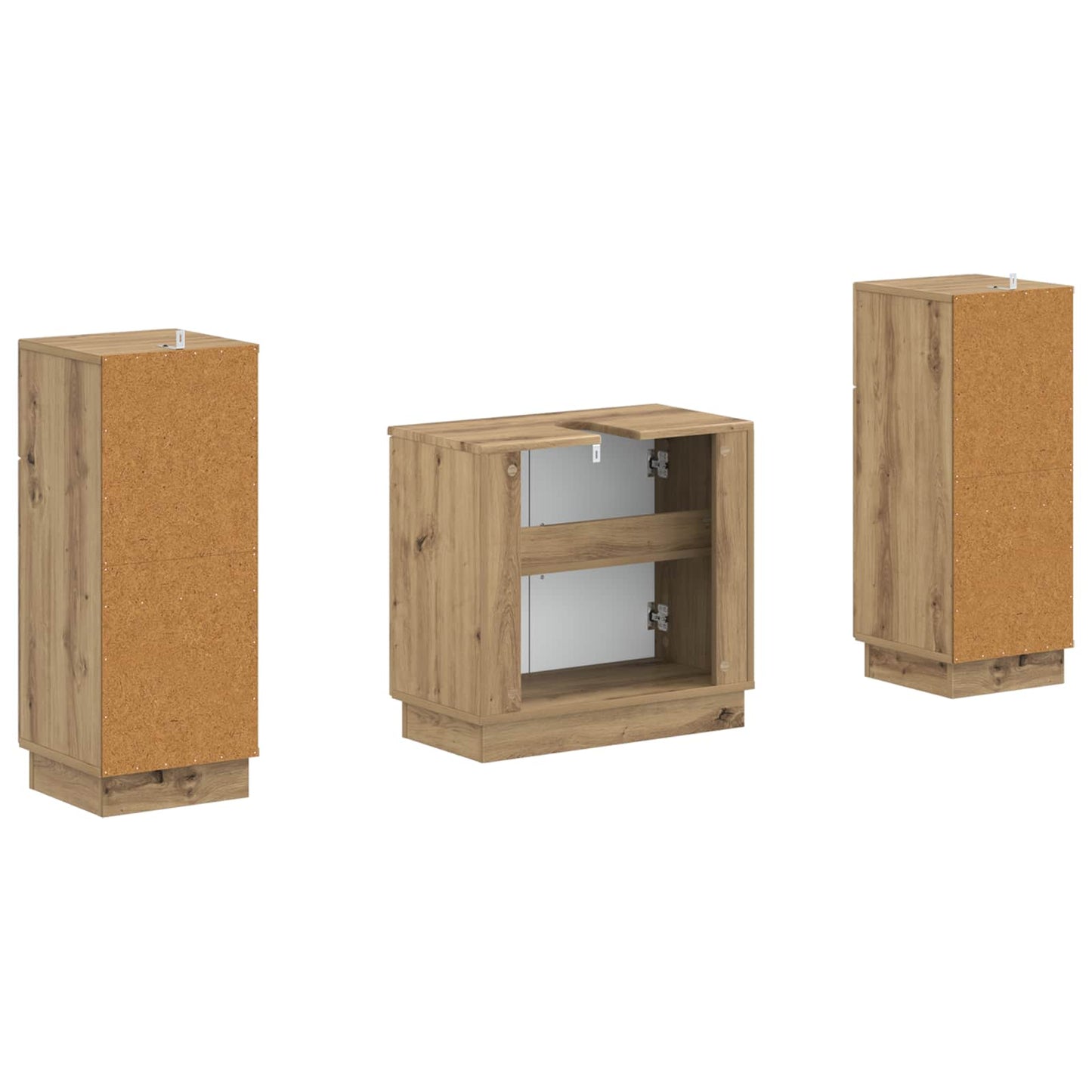 3 Piece Bathroom Cabinet Set HOORN Artisan Oak Engineered Wood