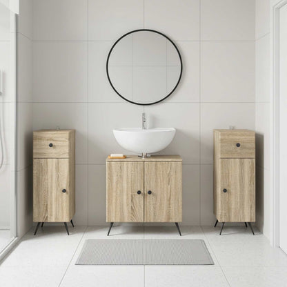 3 Piece Bathroom Cabinet Set BREDA Sonoma Oak Engineered Wood