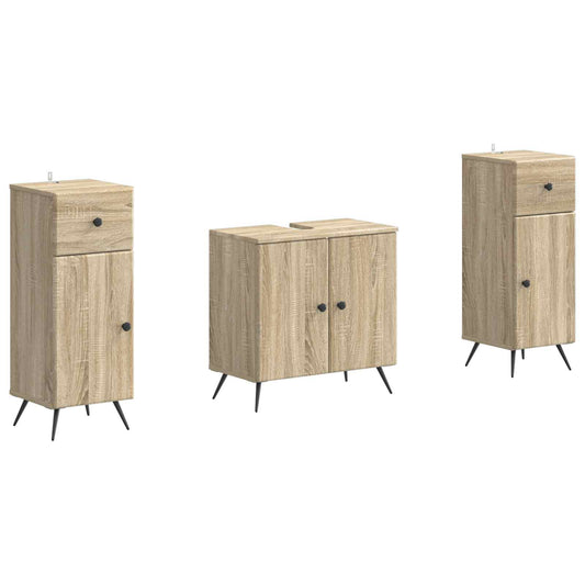 2 Piece Bathroom Cabinet Set BREDA Sonoma Oak Engineered Wood