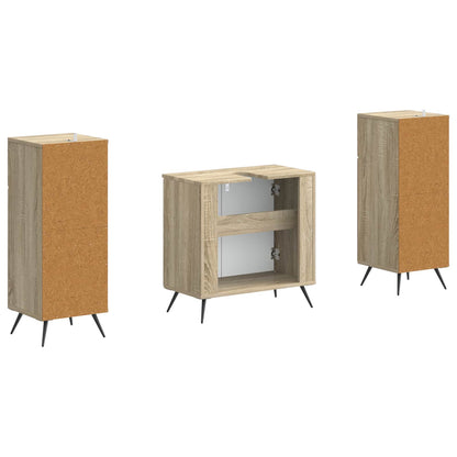 3 Piece Bathroom Cabinet Set BREDA Sonoma Oak Engineered Wood