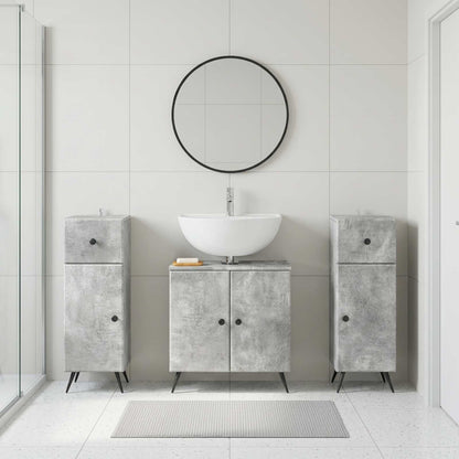 3 Piece Bathroom Cabinet Set BREDA 3 pcs Concrete Grey