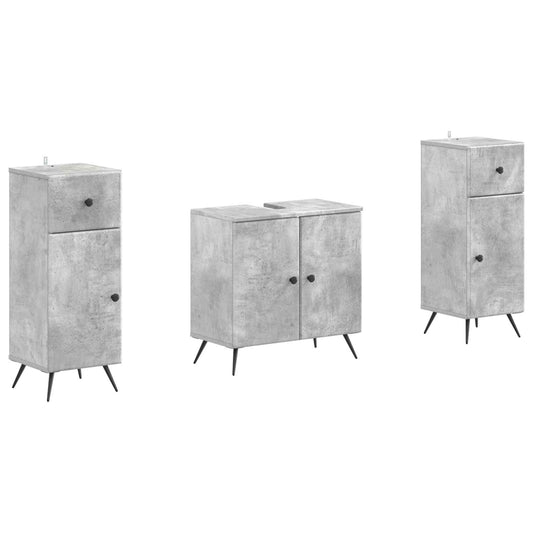 2 Piece Bathroom Cabinet Set BREDA Concrete Grey
