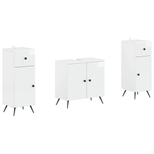 2 Piece Bathroom Cabinet Set BREDA High Gloss White