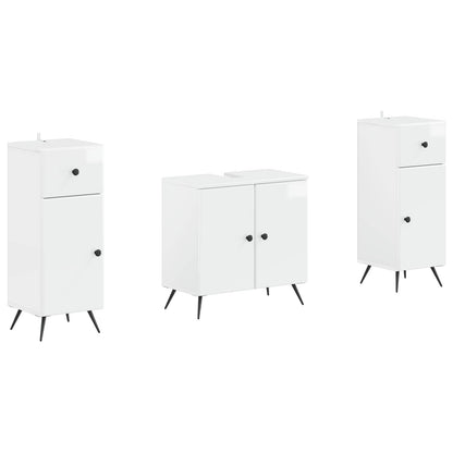 3 Piece Bathroom Cabinet Set BREDA High Gloss White