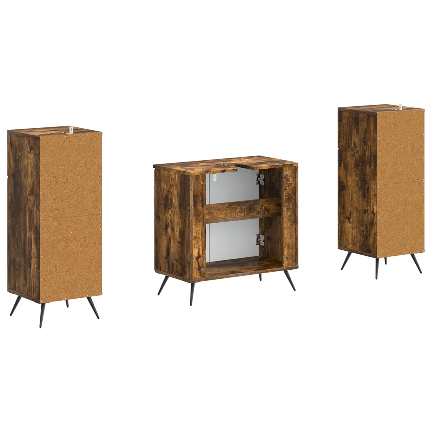 2 Piece Bathroom Cabinet Set BREDA Smoked Oak Engineered Wood