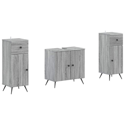 2 Piece Bathroom Cabinet Set BREDA Grey Sonoma Engineered Wood