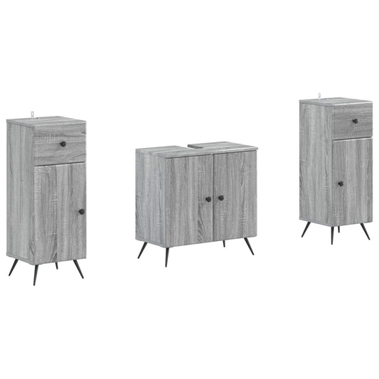 2 Piece Bathroom Cabinet Set BREDA Grey Sonoma Engineered Wood