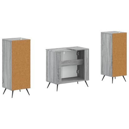 3 Piece Bathroom Cabinet Set BREDA 3 pcs Grey Sonoma