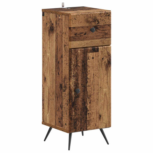 2 Piece Bathroom Cabinet Set BREDA Old Wood Engineered Wood