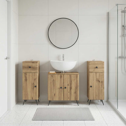 3 Piece Bathroom Cabinet Set BREDA 3 pcs Artisan Oak