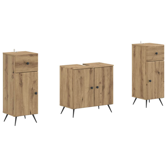 2 Piece Bathroom Cabinet Set BREDA Artisan Oak Engineered Wood