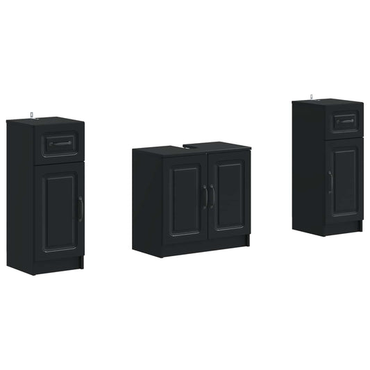 2 Piece Bathroom Cabinet Set UTRECHT Black Engineered Wood