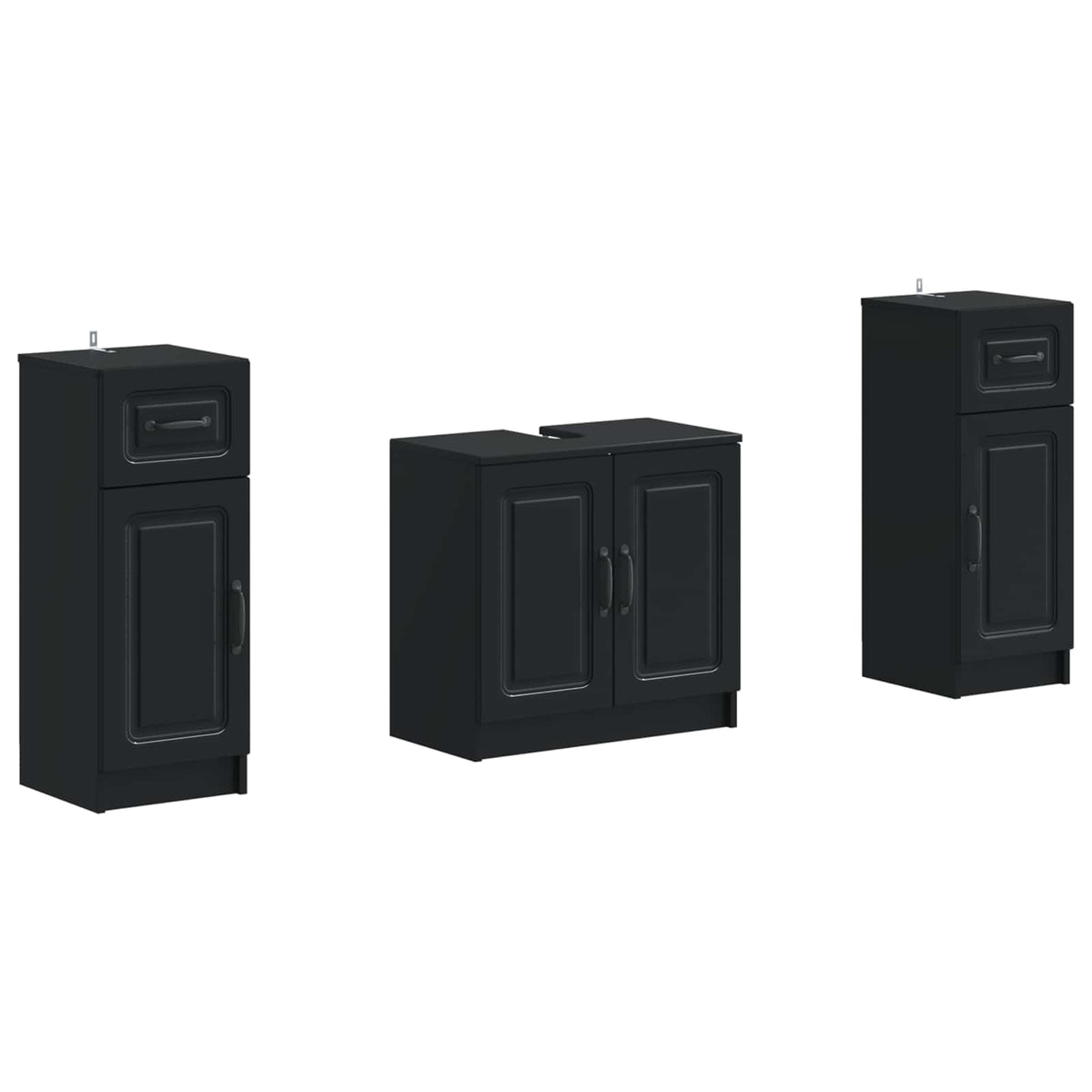 3 Piece Bathroom Cabinet Set UTRECHT Black Engineered Wood