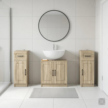 3 Piece Bathroom Cabinet Set UTRECHT Sonoma Oak Engineered Wood