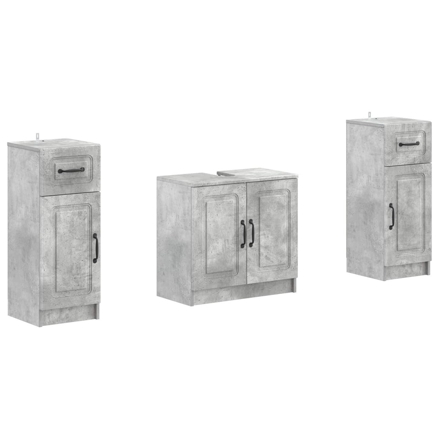 3 Piece Bathroom Cabinet Set UTRECHT Concrete Grey