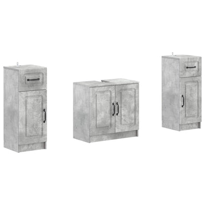 3 Piece Bathroom Cabinet Set UTRECHT Concrete Grey