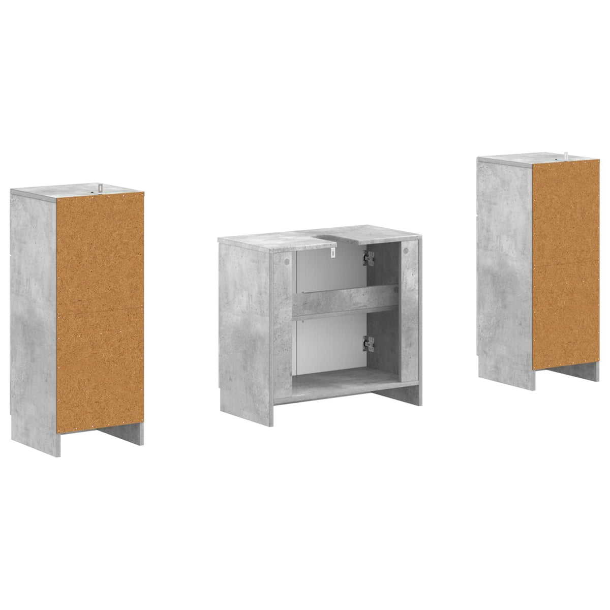3 Piece Bathroom Cabinet Set UTRECHT Concrete Grey