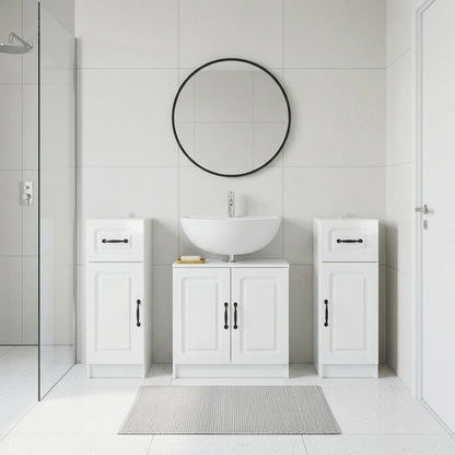 3 Piece Bathroom Cabinet Set UTRECHT High Gloss White