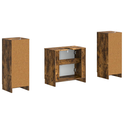 2 Piece Bathroom Cabinet Set UTRECHT Smoked Oak Engineered Wood