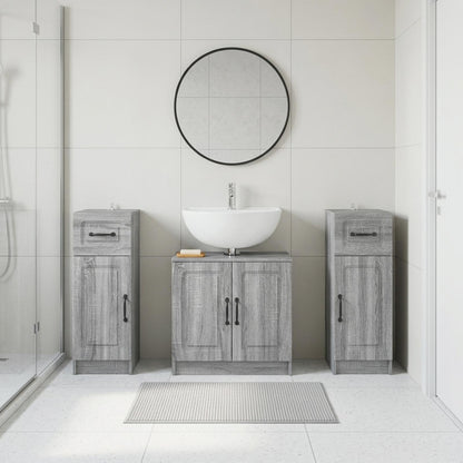 3 Piece Bathroom Cabinet Set UTRECHT Grey Sonoma