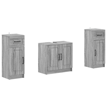 3 Piece Bathroom Cabinet Set UTRECHT Grey Sonoma